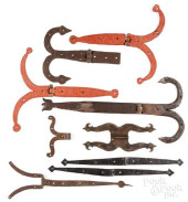 GROUP OF WROUGHT IRON HINGES,
