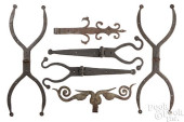 GROUP OF WROUGHT IRON HINGES<b