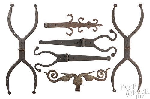 GROUP OF WROUGHT IRON HINGESGroup