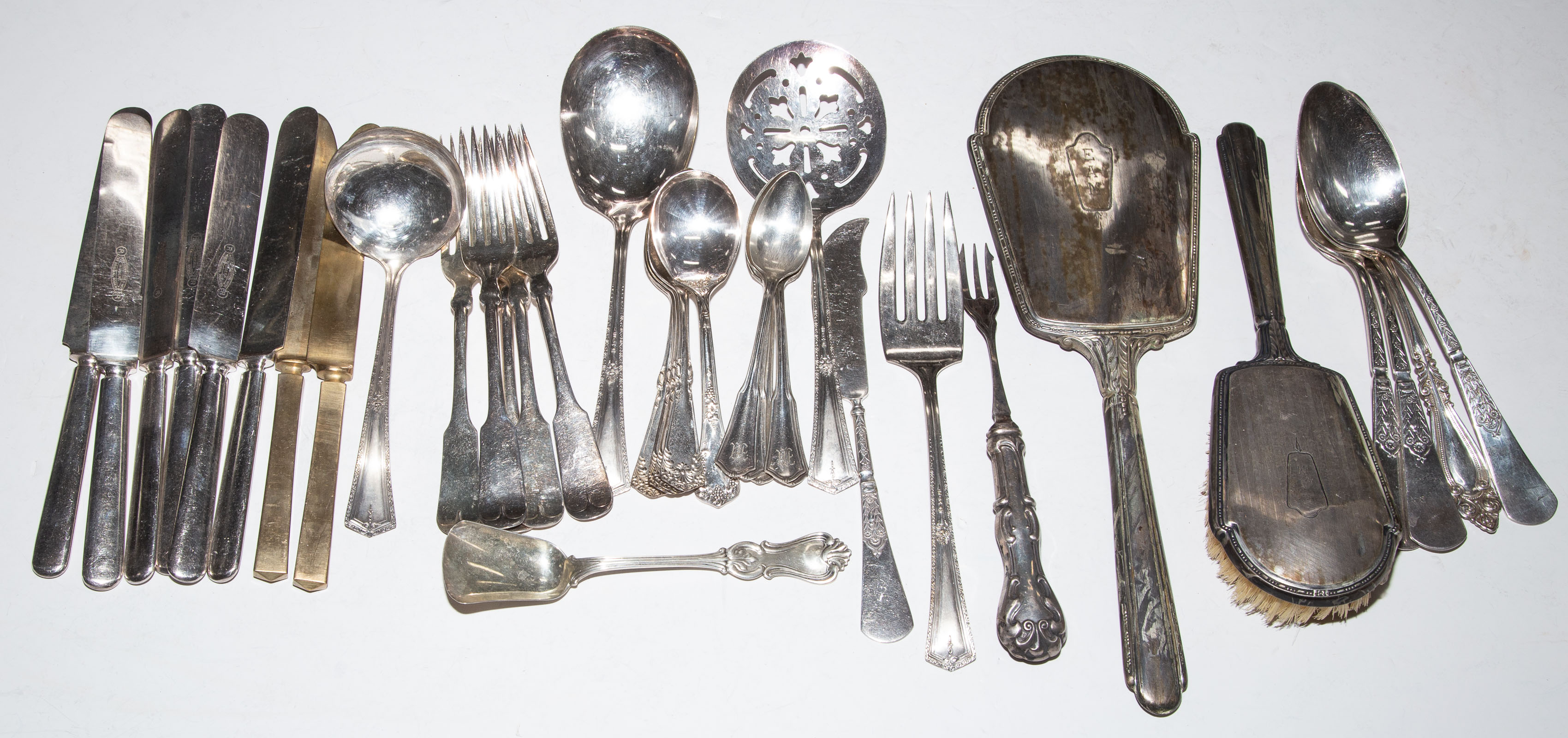 GROUP SILVER PLATED FLATWARE &