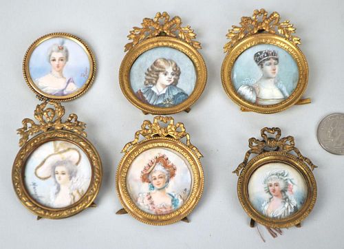 GROUP SIX PORTRAIT MINIATURES,