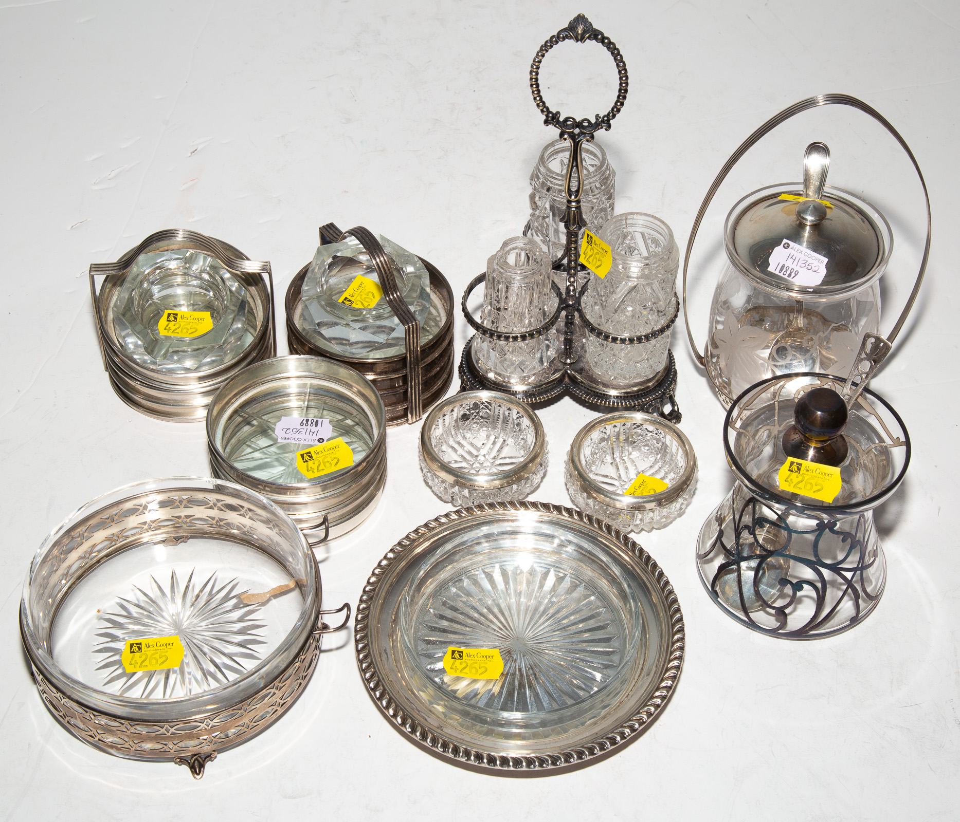 GROUP STERLING-MOUNTED GLASS