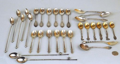 GROUP STERLING SILVER SPOONS,