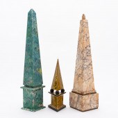 GROUP, THREE ASSORTED OBELISKS