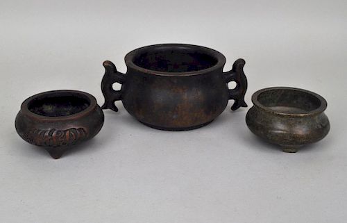 GROUP THREE CHINESE BRONZE BOWLSthe