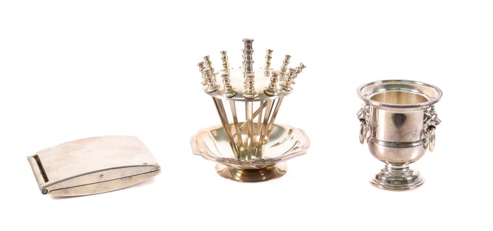 GROUP, THREE SILVERPLATE TABLE