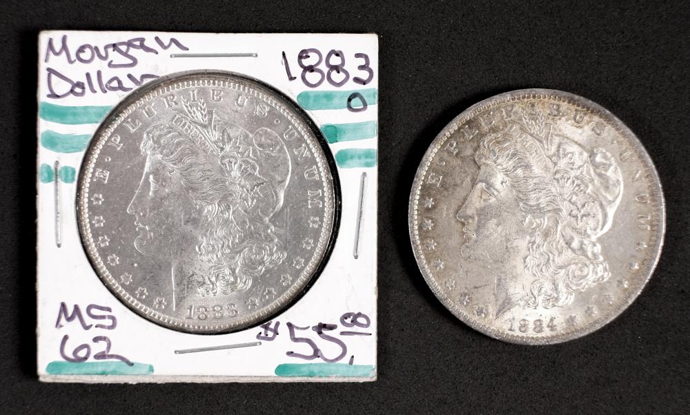 GROUP, TWO MORGAN SILVER