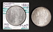 GROUP, TWO MORGAN SILVER DOLLA