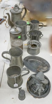 GROUP WITH ANTIQUE PEWTER AND