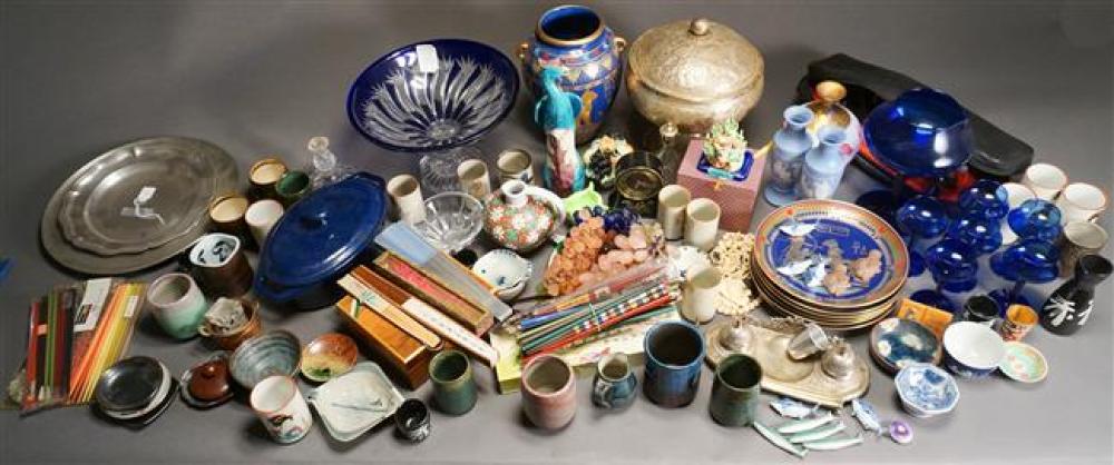 GROUP WITH ASSORTED CRYSTAL, GLASS,