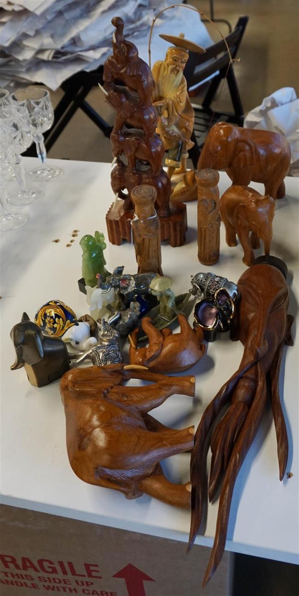 GROUP WITH ASSORTED WOOD, HARDSTONE