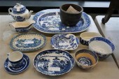 GROUP WITH BLUE WILLOW CERAMIC