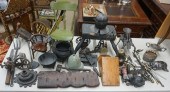 GROUP WITH CAST IRON, WOOD AND