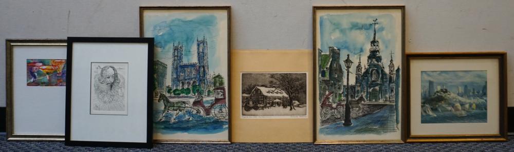 GROUP WITH FIVE FRAMED CONTEMPORARY