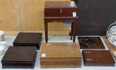 GROUP WITH FIVE WOOD CONTAINER