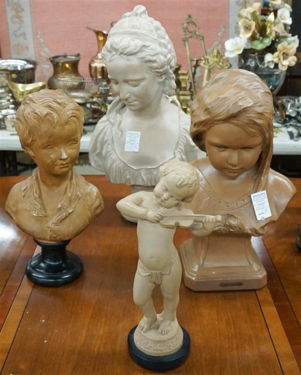 GROUP WITH FOUR PAINTED COMPOSITION