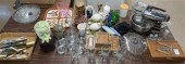 GROUP WITH GLASSWARE, TWO WOOD
