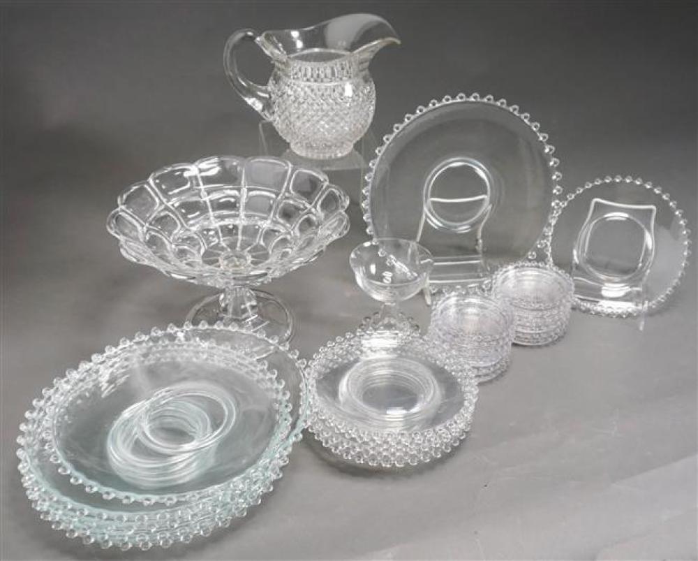 GROUP WITH HOBNAIL GLASSWARE AND