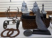 GROUP WITH METAL GARDEN URNS A