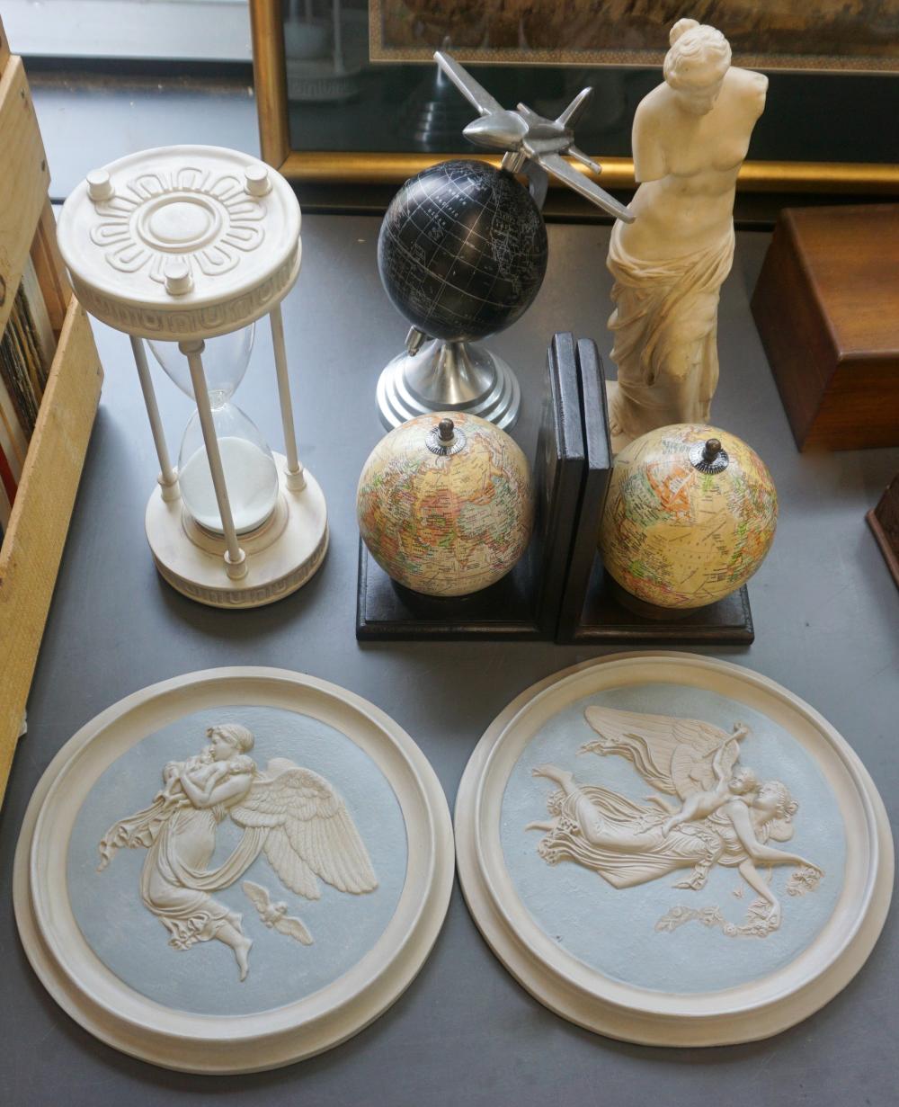 GROUP WITH MINIATURE GLOBES, A PAIR