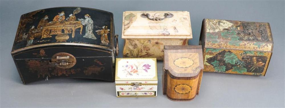 GROUP WITH MUSIC BOX, TWO ENAMEL