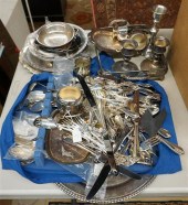 GROUP WITH SILVER PLATE FLATWA