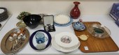 GROUP WITH SILVER PLATE TABLE