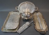 GROUP WITH SILVER PLATE TRAYS,