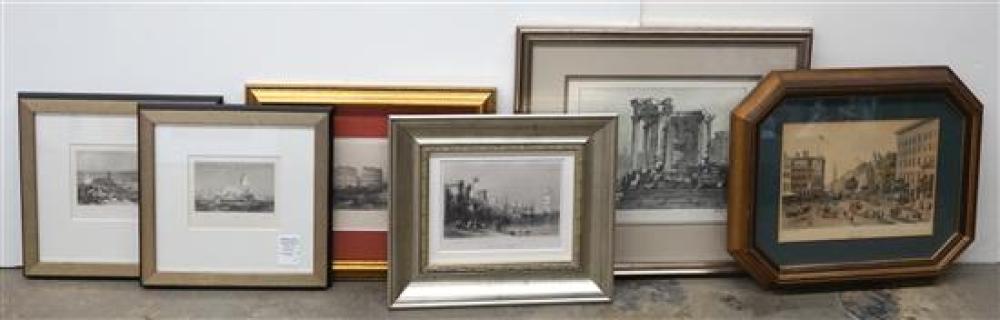 GROUP WITH SIX FRAMED ENGRAVINGS OF