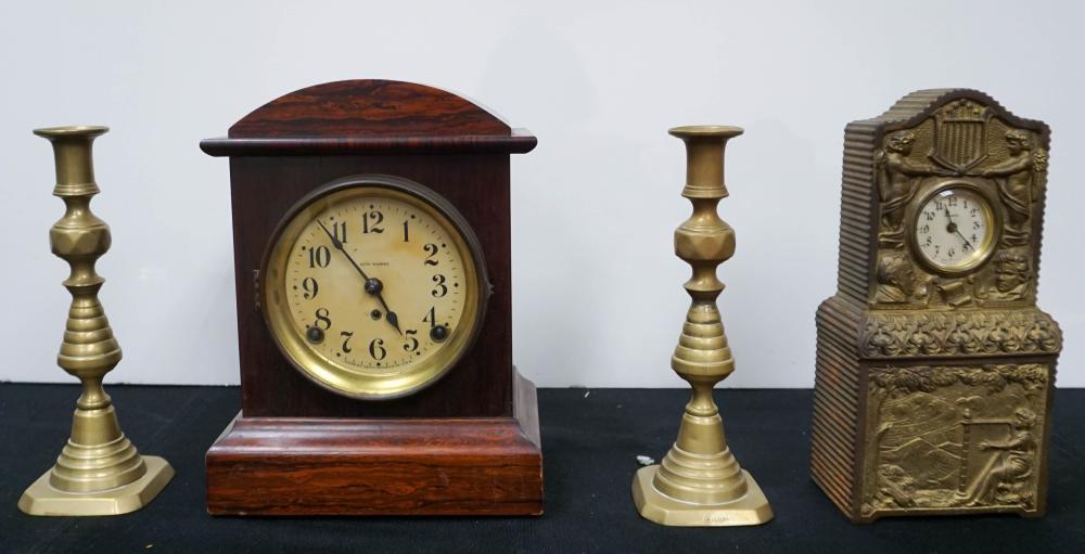 GROUP WITH TWO DESK CLOCKS AND PAIR