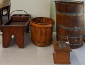 GROUP WITH TWO WOODEN BUCKETS,