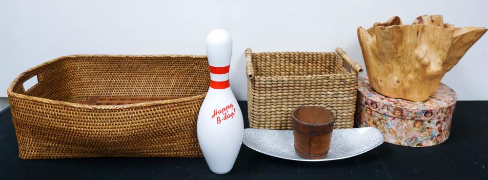 GROUP WITH WOOD BOWLING PIN,