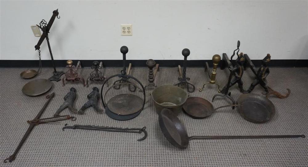 GROUP WITH WROUGHT IRON, BRASS