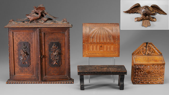 Group Wooden Boxes, Eagle, Stool