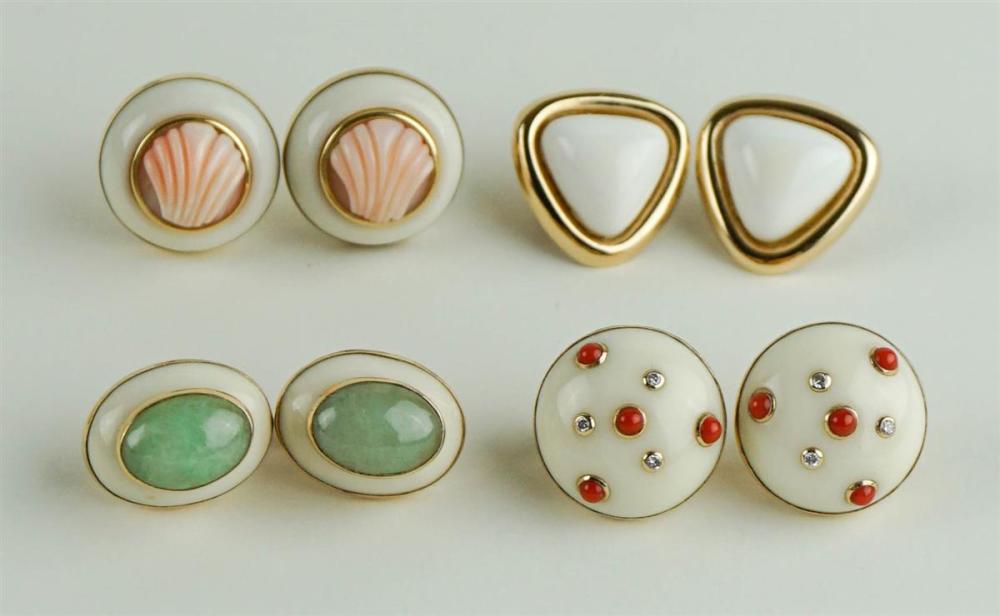 GROUPING OF 14K YELLOW GOLD JADE,