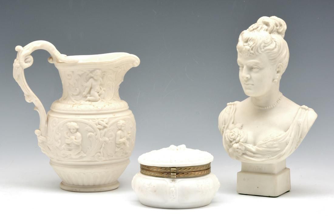 GROUPING OF 3 UNGLAZED BISQUE