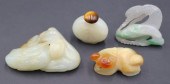 GROUPING OF (4) CARVED JADE OB