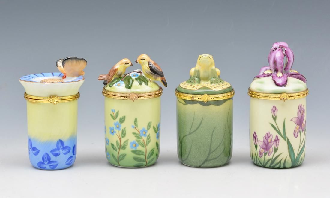 GROUPING OF 4 PAINTED PORCELAIN