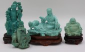 GROUPING OF (4) TURQUOISE CARV