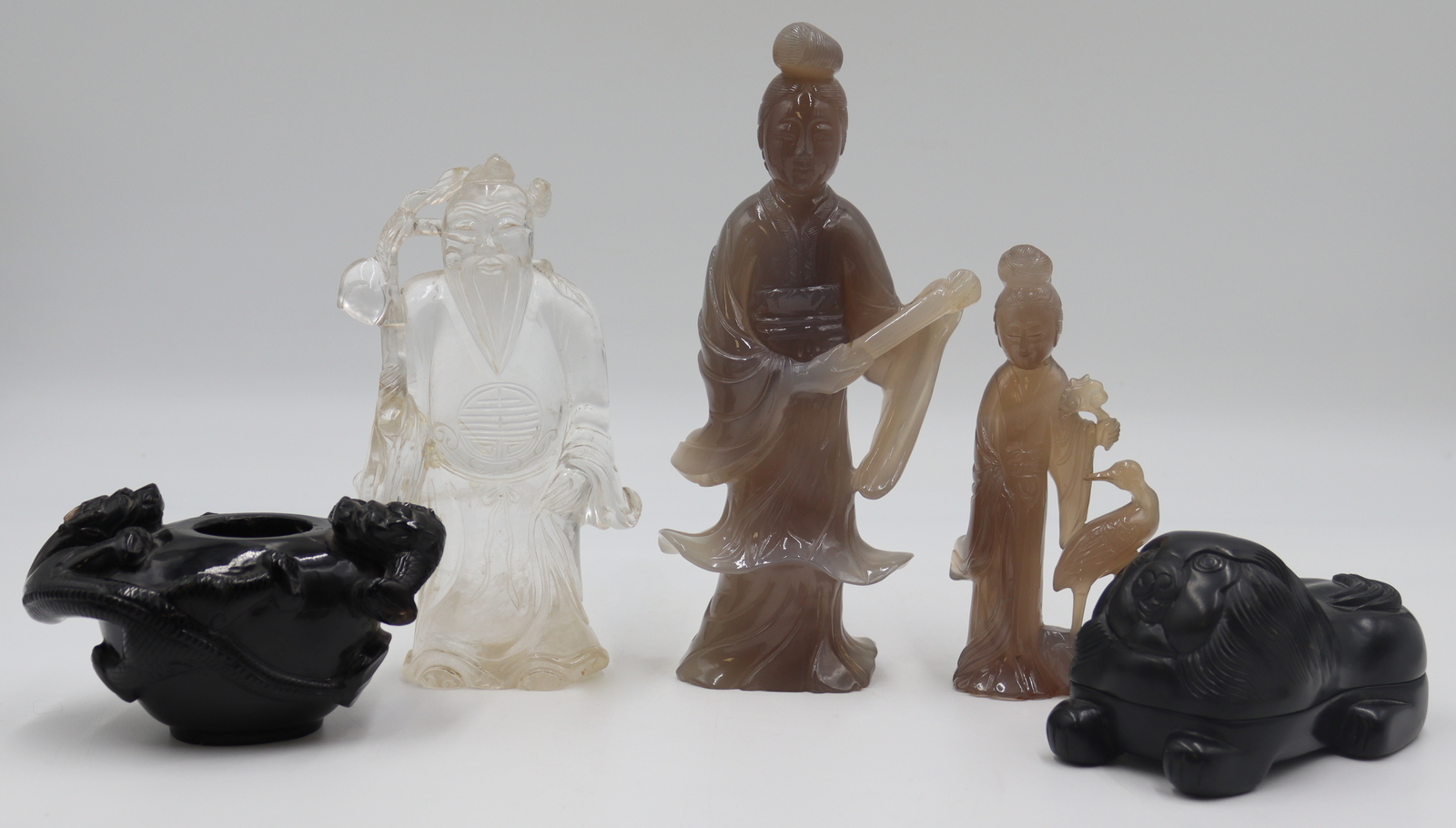 GROUPING OF (5) CARVED ASIAN