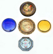 GROUPING OF 5 COMPACTS, ENAMEL