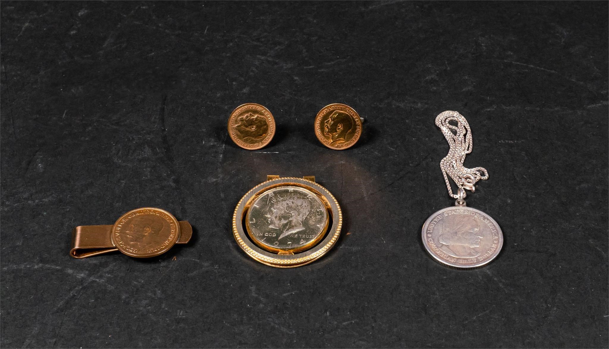GROUPING OF COIN JEWELRYGrouping of