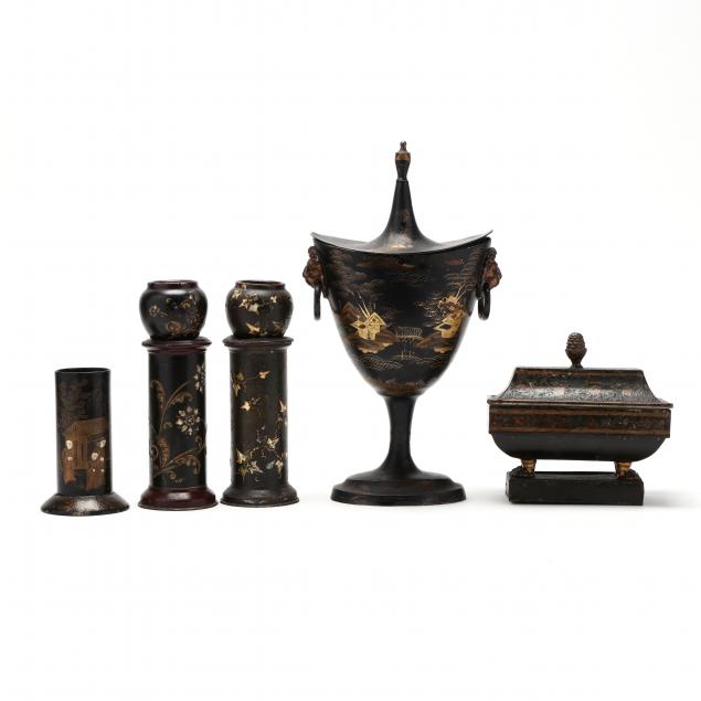 GROUPING OF DECORATIVE TOLE AND