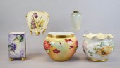 GROUPING OF FIVE PORCELAIN VAS