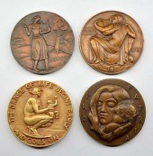 GROUPING OF FOUR BRONZE MEDALL
