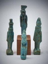 GROUPING OF FOUR EGYPTIAN BLUE