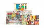GROUPING OF FOUR PAINTINGS. Am