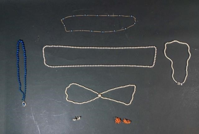 GROUPING OF LAPIZ LAZULI, PEARL AND
