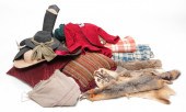 GROUPING OF LINENS AND FURS. A