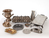 GROUPING OF SILVERPLATE, BRASS